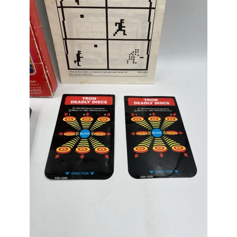 Tron Deadly Discs for Intellivision 1982 Cartridge OG Box 2 Overlays Manual